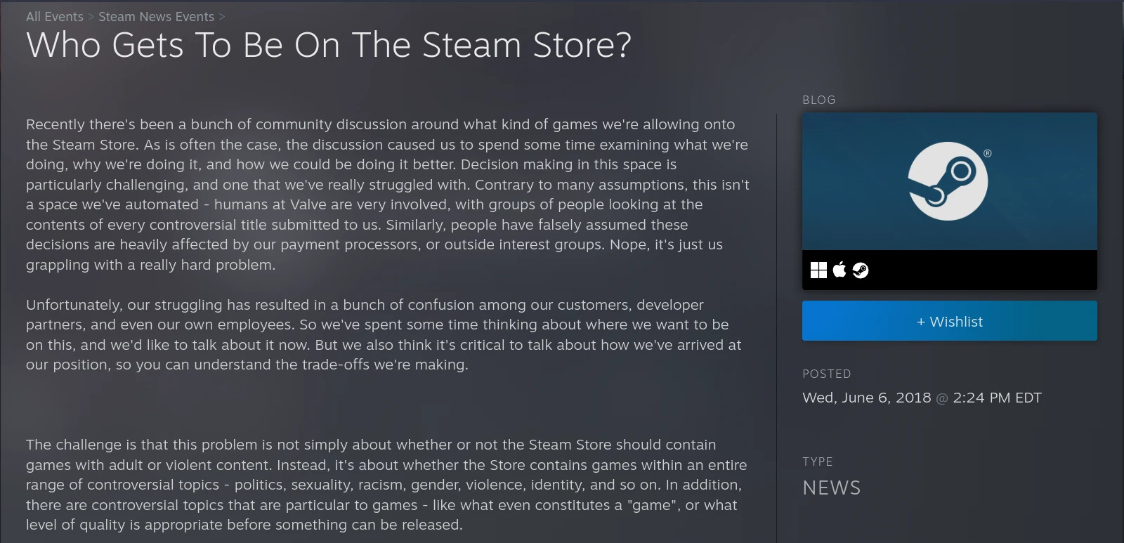 Who gets to be on the Steam Store