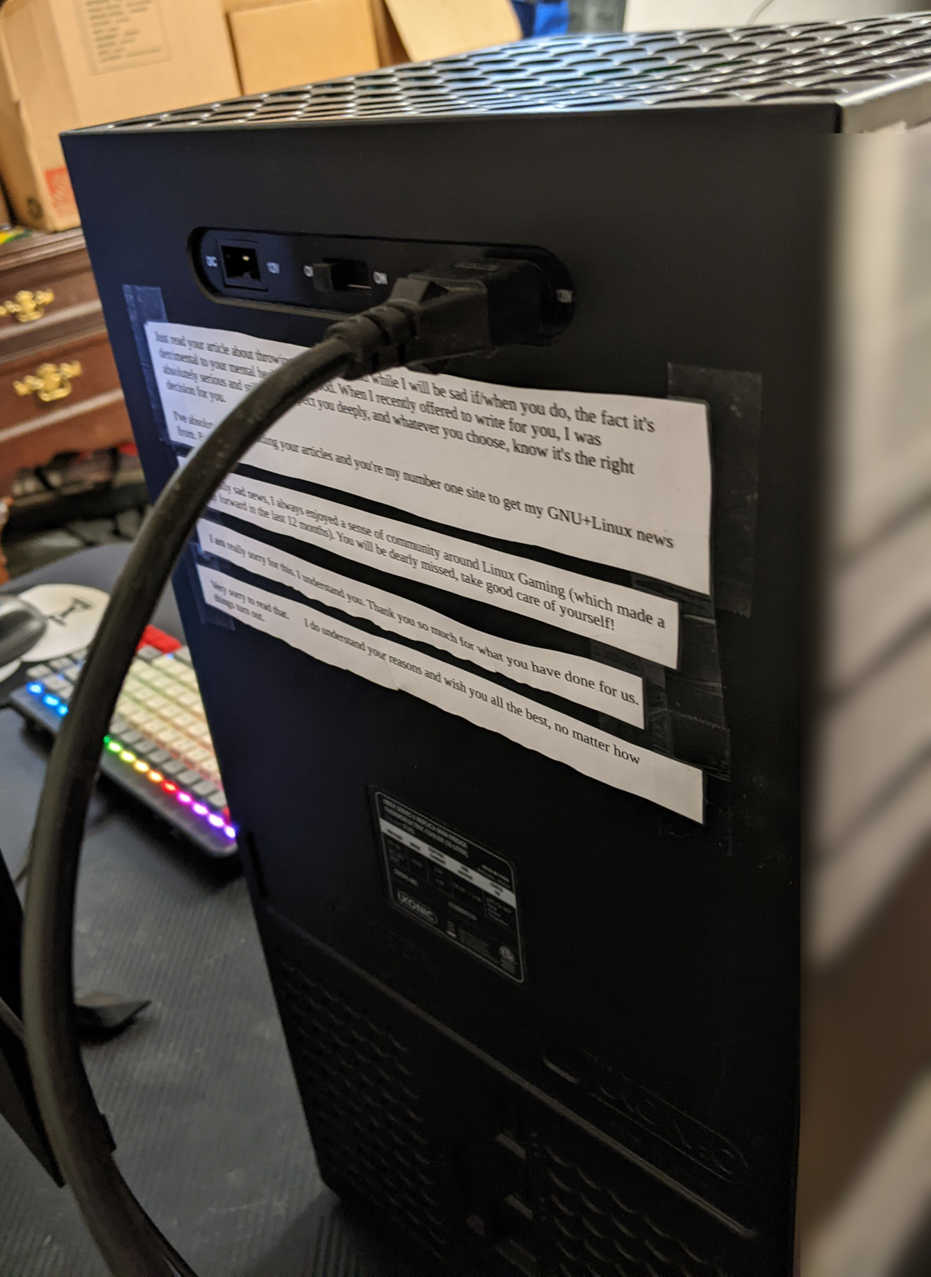 Xbox fridge comments - back side